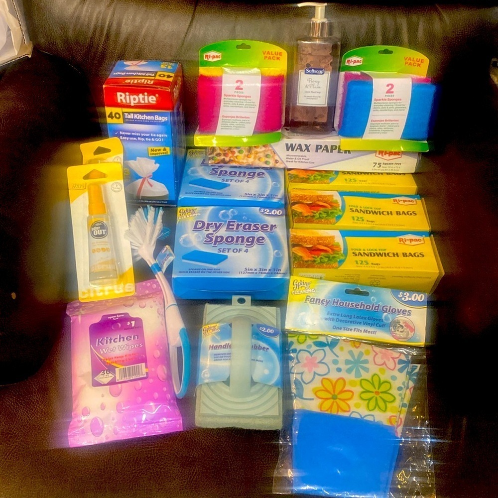 Kitchen Bags & Cleaning Bundle Household Scrubbers Extra Long Gloves